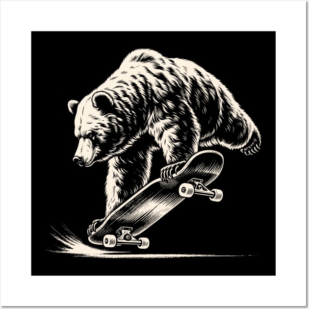 Bear Skateboarding Wall Art by Yopi